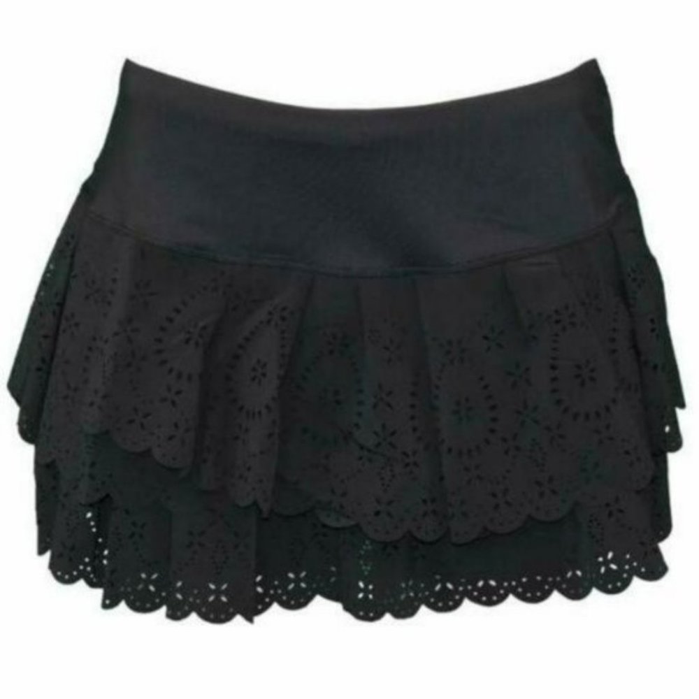 Like New Lucky In Love BLACK Laser Tennis Skirt Skort Shorts XS BLACK - Picture 12 of 13